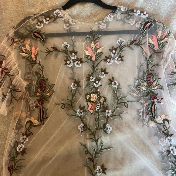 Zara Mesh Floral Embroidered Top - Picture 8 of 10
